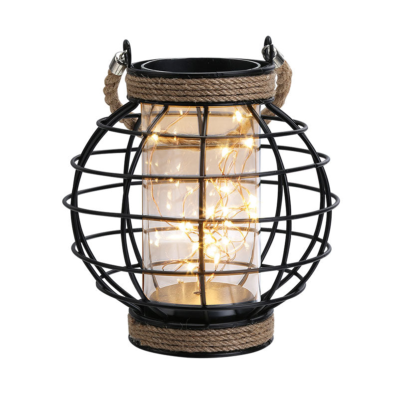 DECORKEY Set of 2 Battery Operated Lamp LED Table Lantern, Metal Cage  Cordless Lamps with LED Bulb，Vintage Decorative Outdoor Lantern for  Weddings