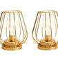 7'' Tall Metal Lamp Mini Cage Shape Cordless Table Battery Lanterns(Set of 2)