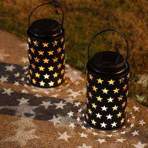 2 Pack Solar Lantern Lights Outdoor (Hollow Stars)