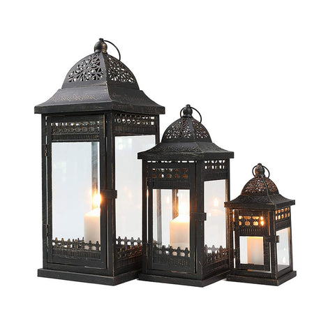 Lanternes à bougies décoratives de 9,5", 14,5" et 20" de hauteur (lot de 3)