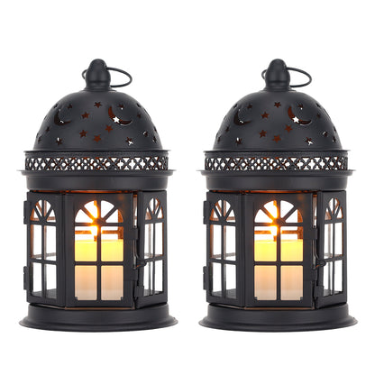 Lanternes décoratives en métal à suspension vintage H 8,5 po (Ensemble de 2)