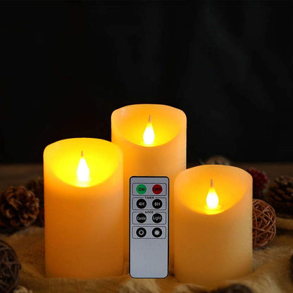 Bougies LED à effet 3D sans flamme en cire véritable (lot de 3)