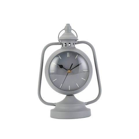 Horloge de bureau de conception de lanterne antique de jardin de 9,5 po de hauteur (gris) 