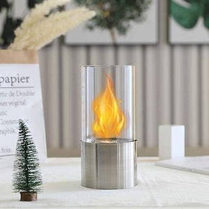 5"x 5"x10" Silver Tabletop Fireplace (Small)