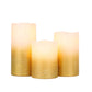 Batteriebetriebene Kerze aus echtem Wachs in Gold (3er-Set)
