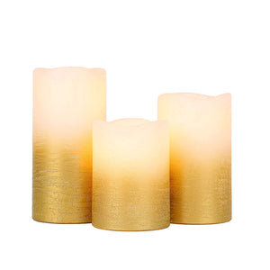 Bougie à piles en cire véritable dorée (lot de 3)