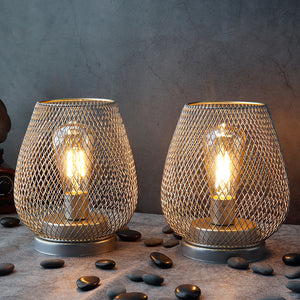 Ensemble de 2 lanternes LED à cage en métal de 6,7 po de hauteur (or)