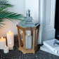 17'' H Wood Metal Hexagon Candle Holder Decorative Hanging Lanterns