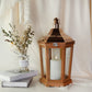 17'' H Wood Metal Hexagon Candle Holder Decorative Hanging Lanterns