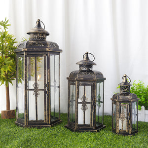 20.5''&14"&10" H Set of 3 Outdoor Candle Lanterns