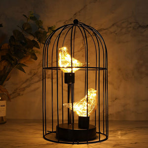 12"Tall Battery Operated Birdcage Decorative Lamp