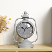 Horloge de bureau de conception de lanterne antique de jardin de 9,5 po de hauteur (gris) 