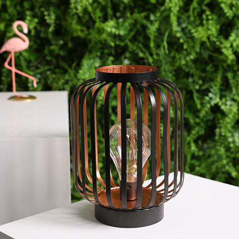 8.7" High Battery Powered Metal Cage Decorative Lamp