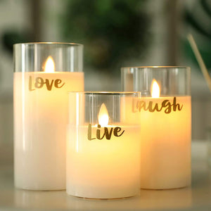 Glass Wax Battery LED Candles ( Set of 3 )