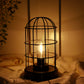 9.5''H Decorative Table Lamp Metal Cage Cordless Lamps with LED Bulb(Black)