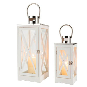 Bougeoirs décoratifs en métal de 17,5 po et 24,5 po de hauteur, lanterne suspendue rustique (Ensemble de 2) 
