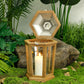 17'' H Wood Metal Hexagon Candle Holder Decorative Hanging Lanterns