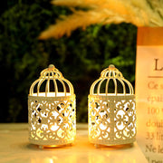 Paquet de 2 lanternes chauffe-plat suspendues en forme de cage à oiseaux