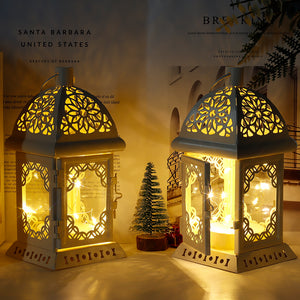 8'' High Metal Vintage Hanging Battery Operated Decorative Lantern with LED Fairy Lights (Set of 2 )