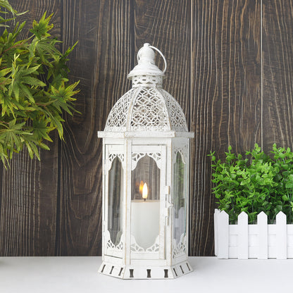 15''H Outdoor Candle Lanterns Vintage Metal Candle Holder