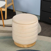 16,5" hoher Ottoman aus Samt mit Stauraum (Creme)