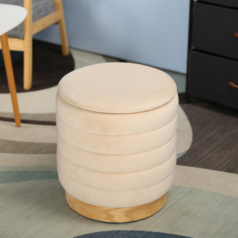 16,5" hoher Ottoman aus Samt mit Stauraum (Creme)