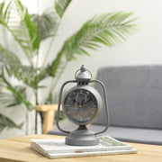Horloge de bureau de conception de lanterne antique de jardin de 9,5 po de hauteur (gris) 