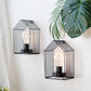 Set of 2 7''H Vintage Cage Hanging Cordless Lamps with 6-Hours Timer (Black)