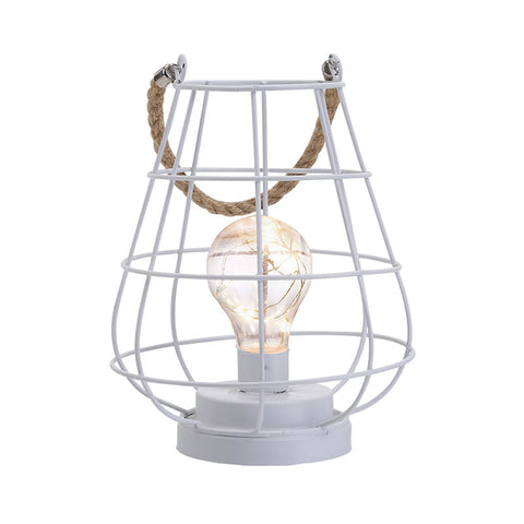 Lampe d'appoint sans fil de 8,5 po de hauteur avec ampoule de style Edsion (blanc)