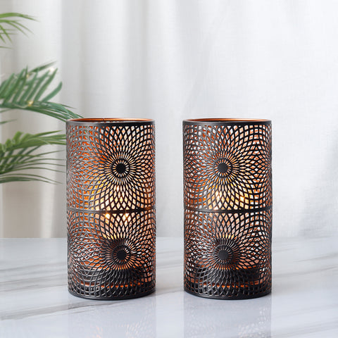 Ensemble de 2 lampes de table en métal noir, 7,5 po H