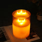 8''High 3-Wick Glass Battery Operated Flameless Candles Yellow