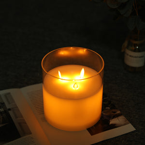 6''High  3-Wick Glass Battery Operated Flameless Candles