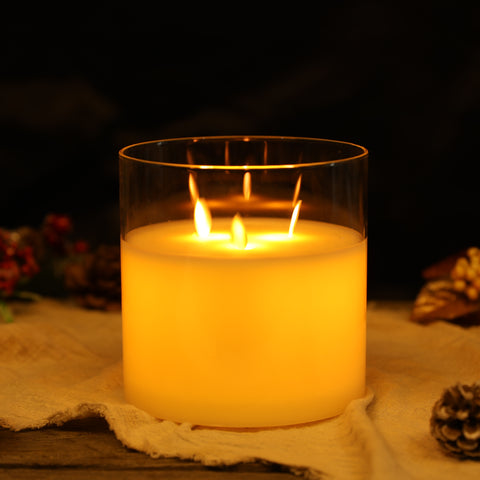 Bougies sans flamme à piles en verre à 3 mèches de 6 po de hauteur