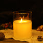 20,3 cm hohe batteriebetriebene flammenlose Kerzen aus Glas mit 3 Dochten, weiß