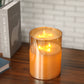8''High 3-Wick Glass Battery Operated Flameless Candles Yellow