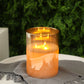 8''High 3-Wick Glass Battery Operated Flameless Candles Yellow