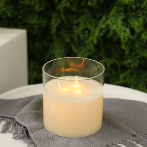 6''High  3-Wick Glass Battery Operated Flameless Candles