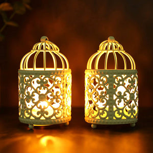 2 Pack Hanging Birdcage Tealight Lantern