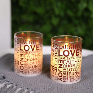 Glass Wax Battery LED Candle ( Set of 2 )