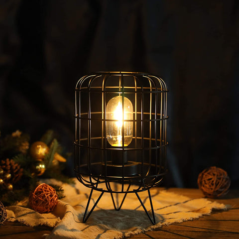 Lampe de table en métal alimentée par batterie de 10 pouces de hauteur
