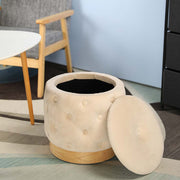 Ottoman en velours de 38,1 cm de haut avec rangement (beige)