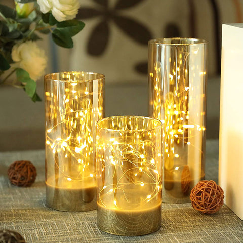 Lumières décoratives en verre à batterie haute de 6/8/10 pouces (lot de 3)