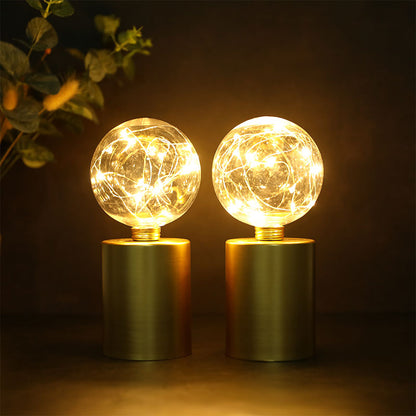 8" hohe goldene batteriebetriebene Tischlampe (2er-Set) 