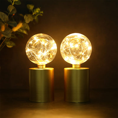 8" Tall Gold Battery Powered Table Lamp（Set of 2 ）