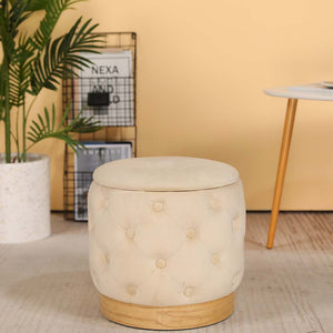 15" hoher Ottoman aus Samt mit Stauraum (Beige)