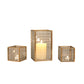 Copper Frame with Texture Glass Hurricane Candleholder ( Set of 3 )
