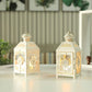 Set of 2 Decorative Lanterns 9.5" High Metal Candle Lanterns Vintage Style Hanging Lantern White with Gold Brush