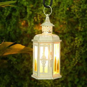 10 inch High Vintage Style Hanging Lantern Metal Candleholder