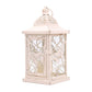 9.5” High Rustic Metal Lantern Candle Holder For Home DecorWhite With Gold Brush