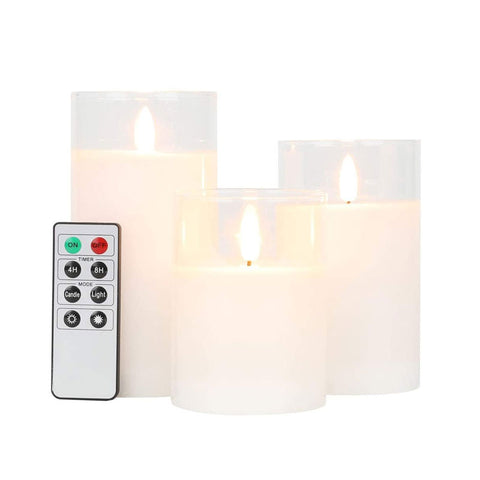 Bougies LED à effet sans flamme en cire de verre (lot de 3) 